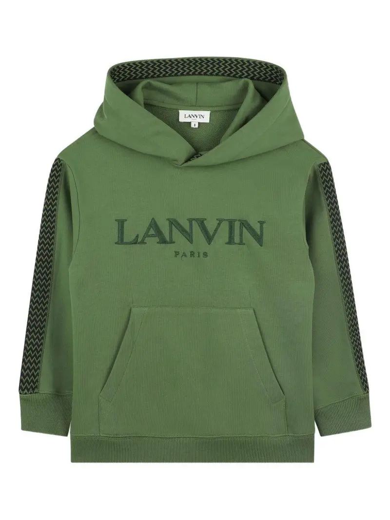 Lanvin Kids Felpa Bambino Oliva con Cappuccio