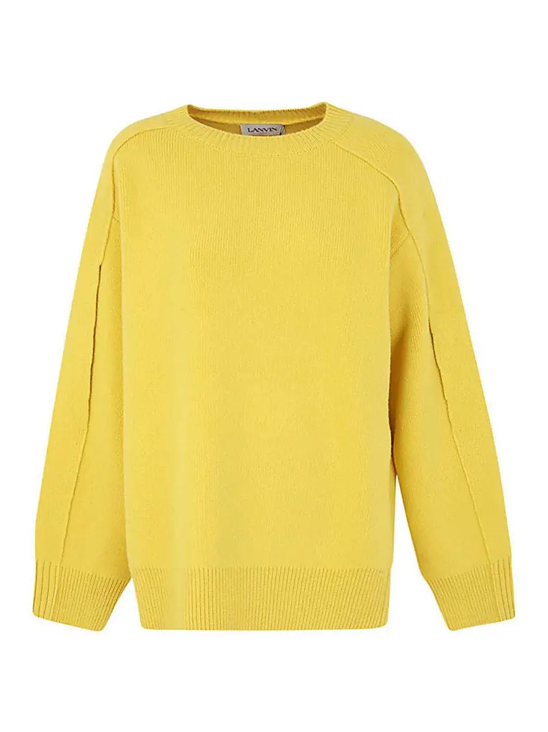 Maglione a mantella cocoon con scollo tondo Giallo