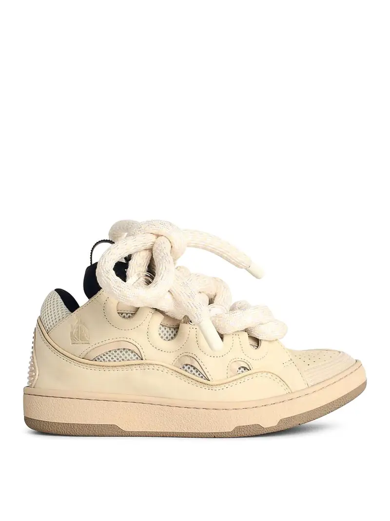 Sneaker di miscele in pelle beige