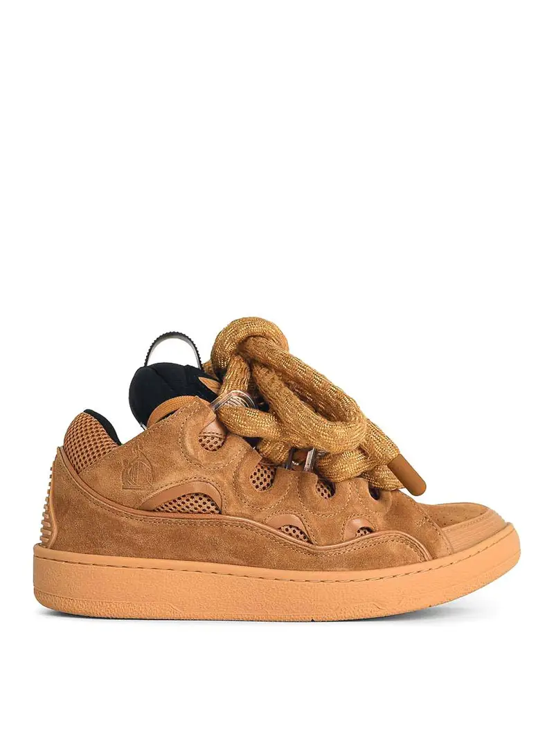 Sneaker di miscele in pelle beige