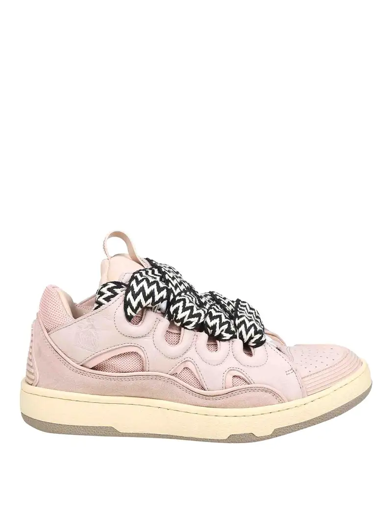 Sneakers Curb In Pelle Colore Bianco E Rosa Color Carne E Neutri