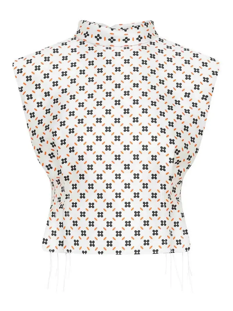 Top corto senza maniche Bianco