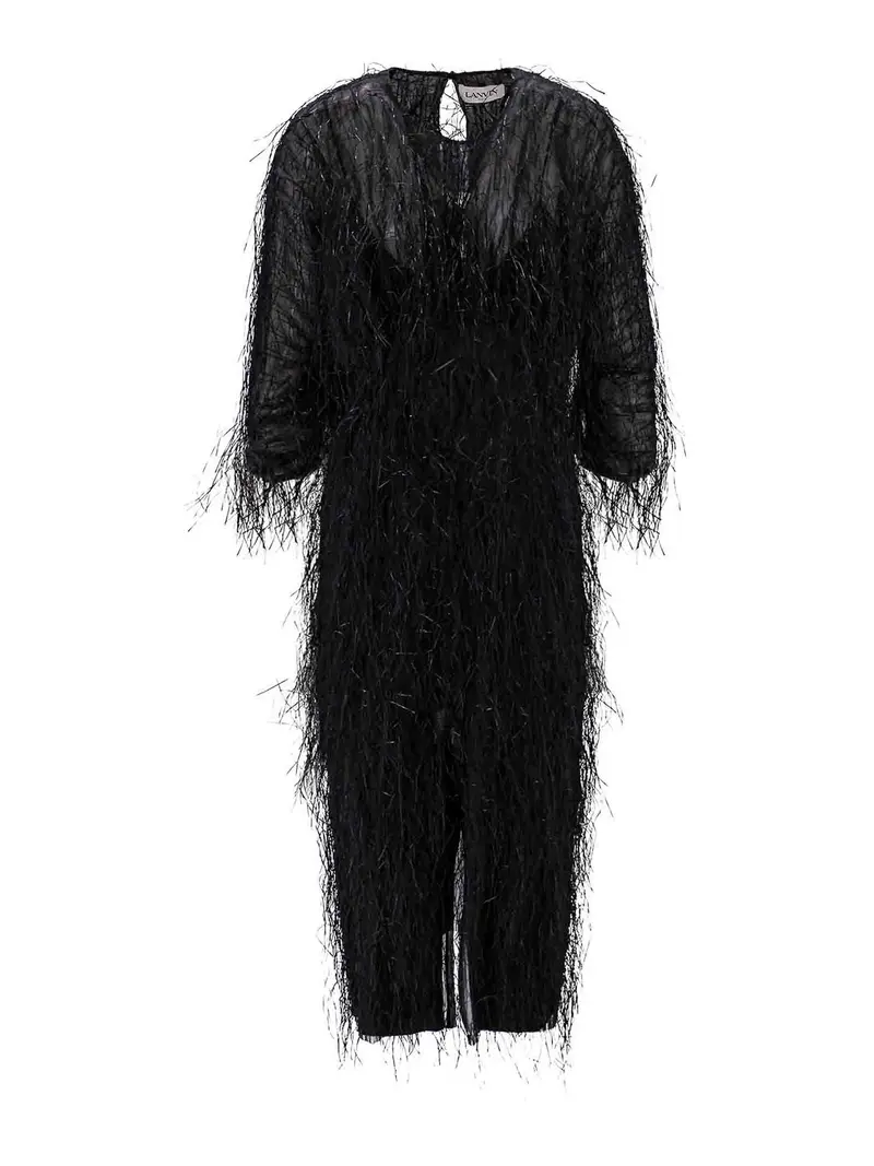 Vestito In Viscosa E Seta Nero