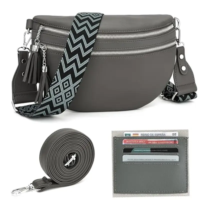 LANXINGLUO Marsupio Donna Grigio 2340060