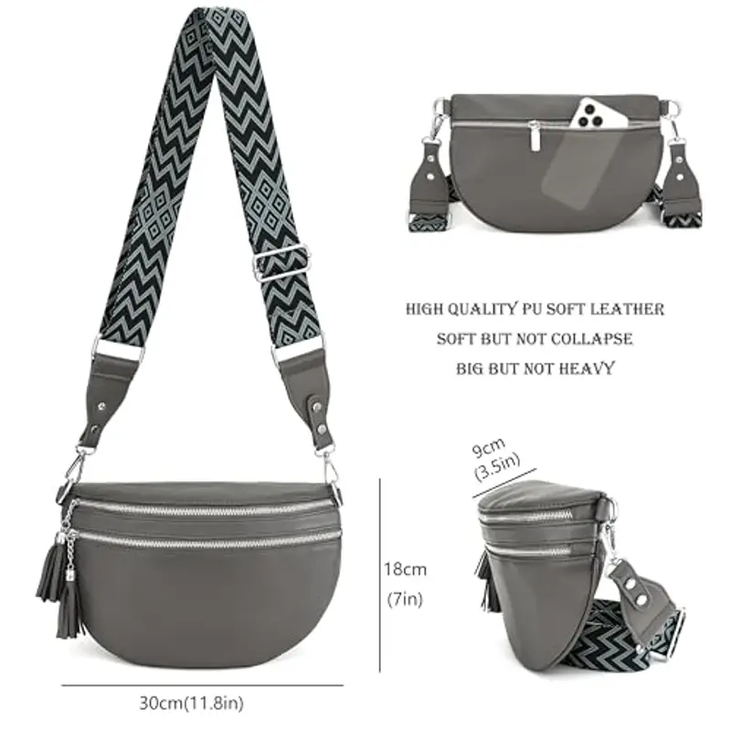 LANXINGLUO Marsupio Donna Grigio 2340060 miniatura 2