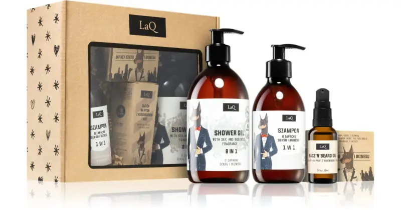 Doberman confezione regalo per un look perfetto per uomo gel doccia rinfrescante 8 in 1 500 ml + shampoo detergente effetto idratante 300 ml + oli