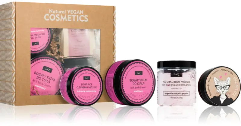 Kitten Magnolia confezione regalo crema idratante corpo 200 ml + burro per il viso 50 ml + mousse detergente corpo 100 g + mousse di pulizia profo