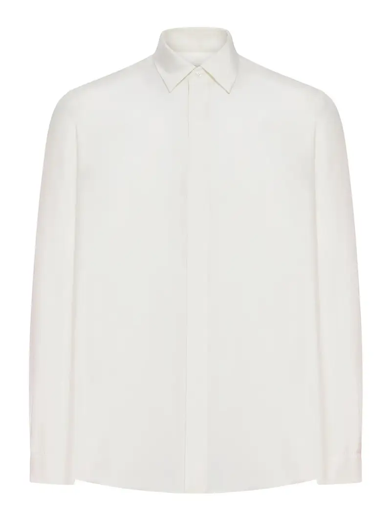 Camicia In Seta Con Abbottonatura Nascosta Color Carne E Neutri