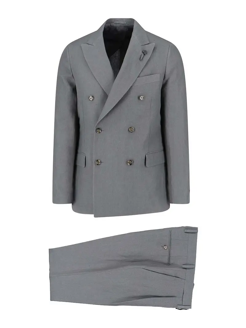 Completo Doppiopetto In Lino Grigio