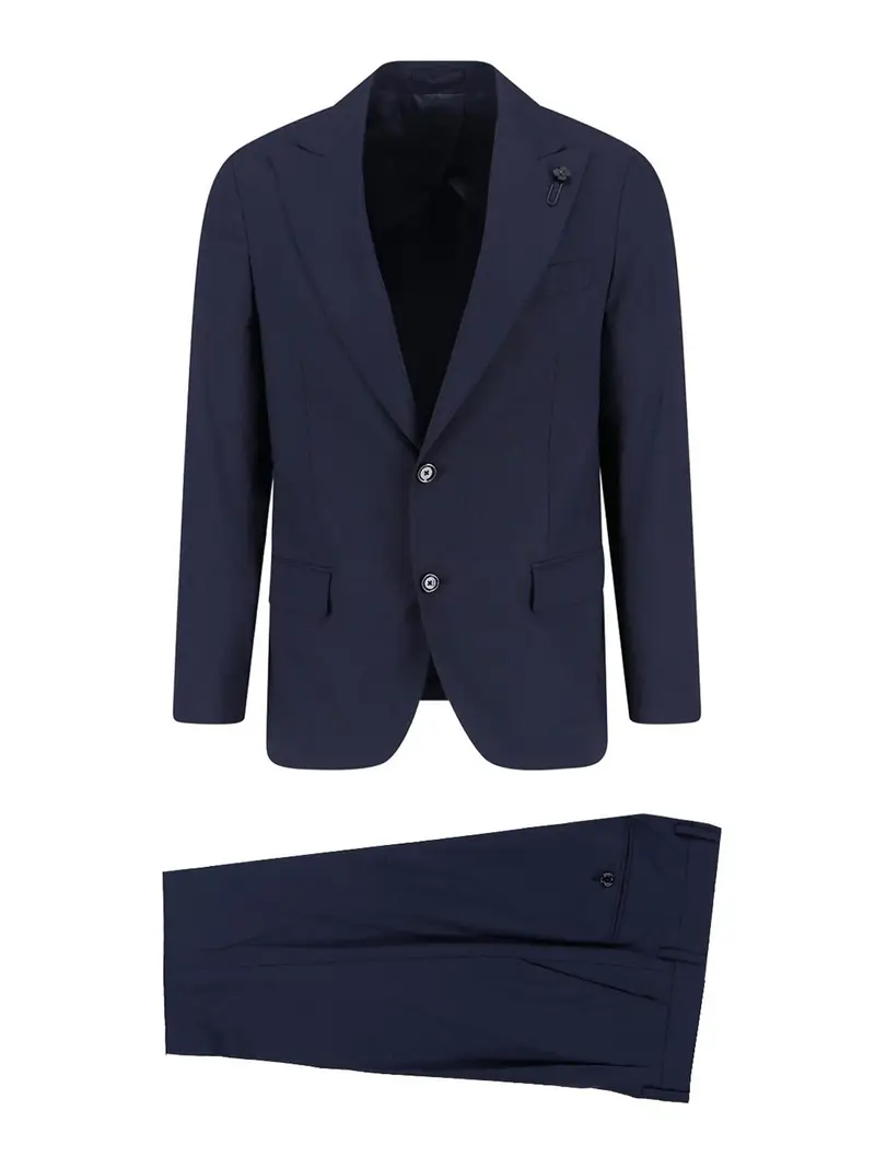 Completo Monopetto In Lana Vergine Blu