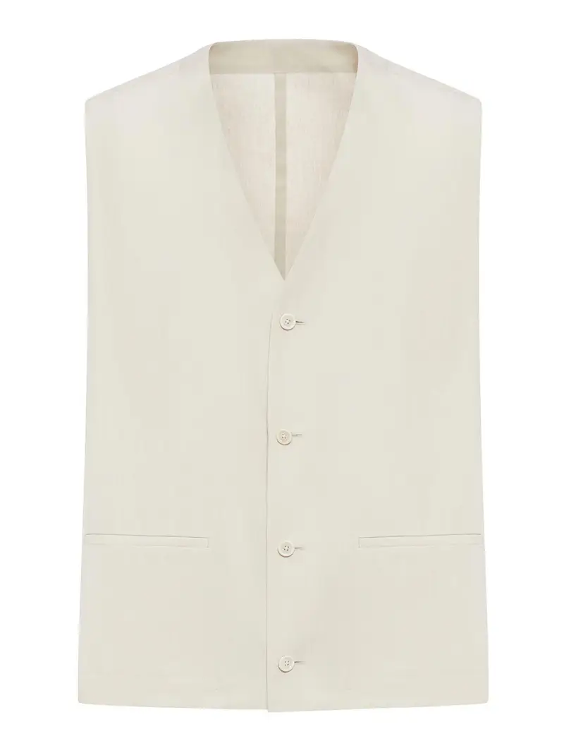 Gilet su misura in misto lino e cotone Color Carne E Neutri