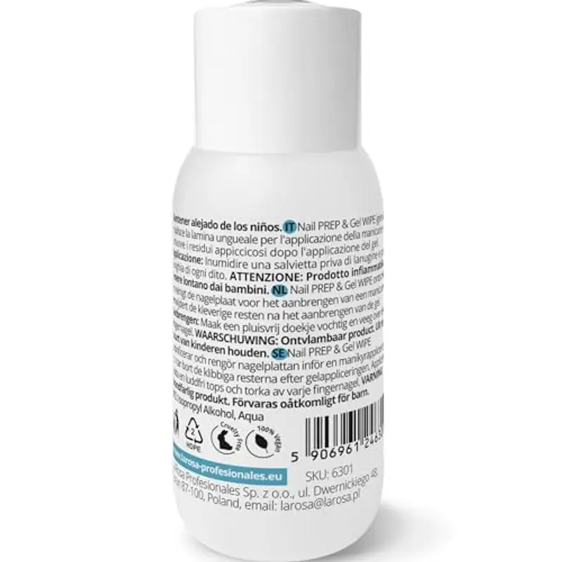 LaRosa CLEANER Sgrassante Unghie 150ml - Soluzione Sgrassante per UV/Gel - Preparatore Unghie per Smalti, Gel, Ibridi - NAIL PREP & GEL WIPE - IPA Cleaner miniatura 3