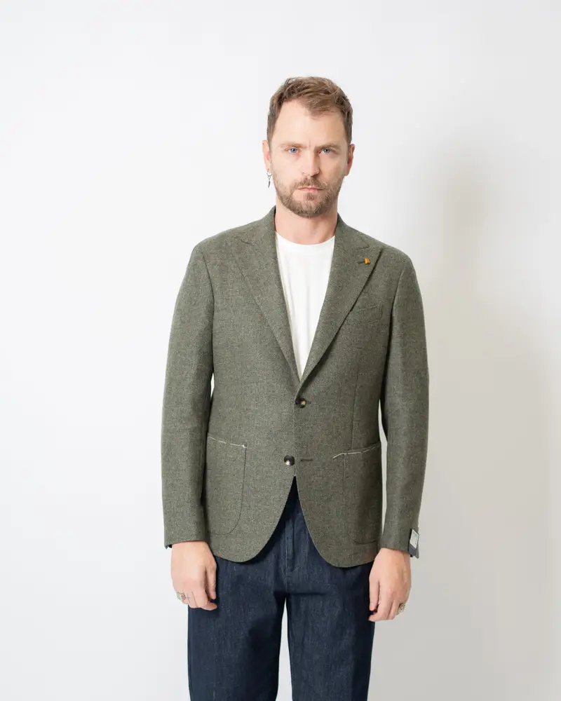 Giacca Monopetto tweed Verde