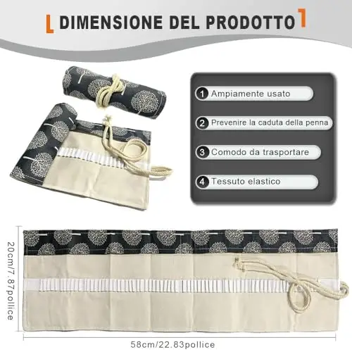 LATRAT 48 slot Astuccio Estetico Organizer, Astuccio Multiuso da Viaggio Disegno per Artisti Borsa Arrotolabile per miniatura 3