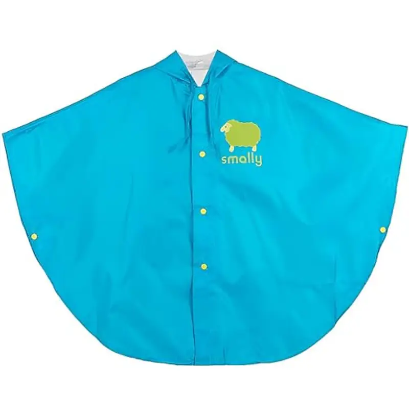LATRAT Mantella Antipioggia Bambino, per Pioggia Unisex per Bambini, Mantellina Pioggia Bimbo Impermeabile con Cappuccio 100% Antipioggia e Traspirante, S, Blu