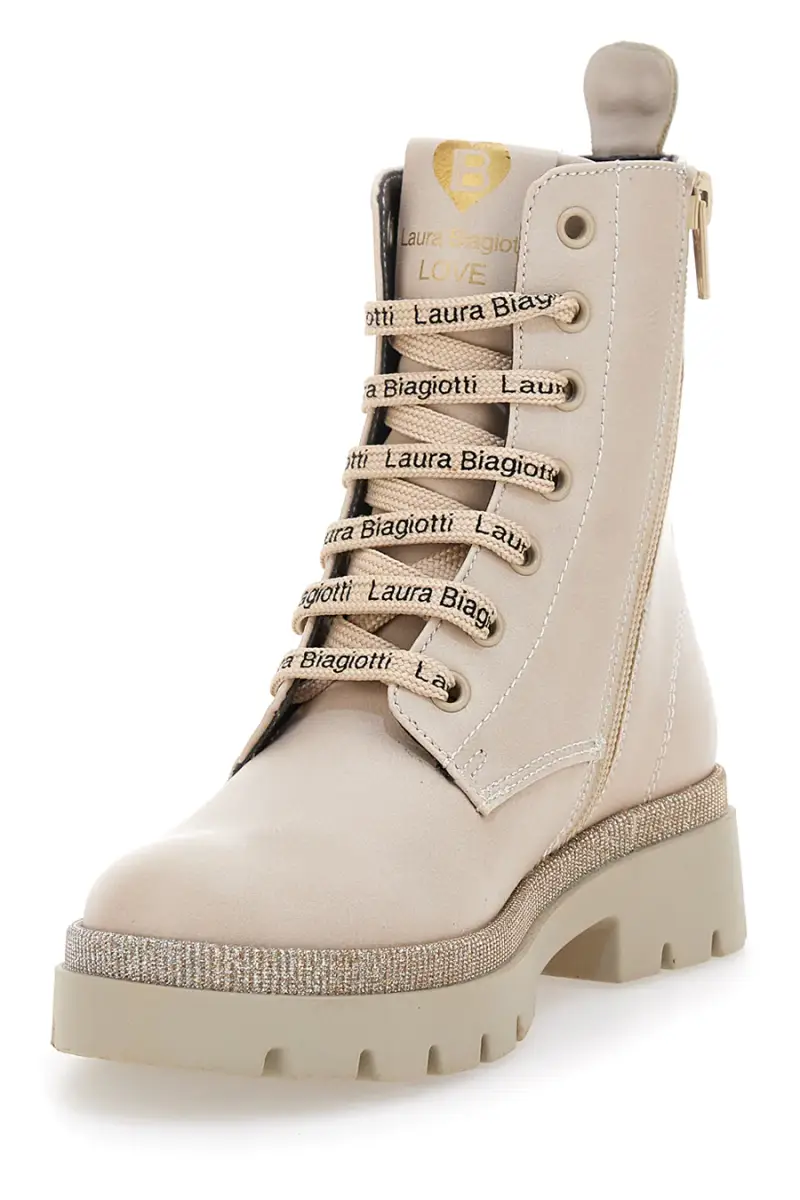 Anfibi beige con suola glitter Laura Biagiotti L93119395 [BEIGE] miniatura 3