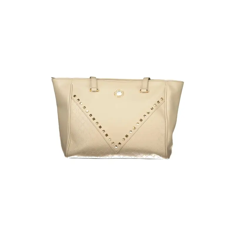 Borsa a Spalla Donna Beige Chiusura con Zip