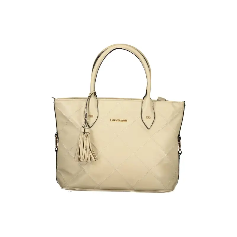 Borsa a Tracolla Donna Beige Chiusura con Zip