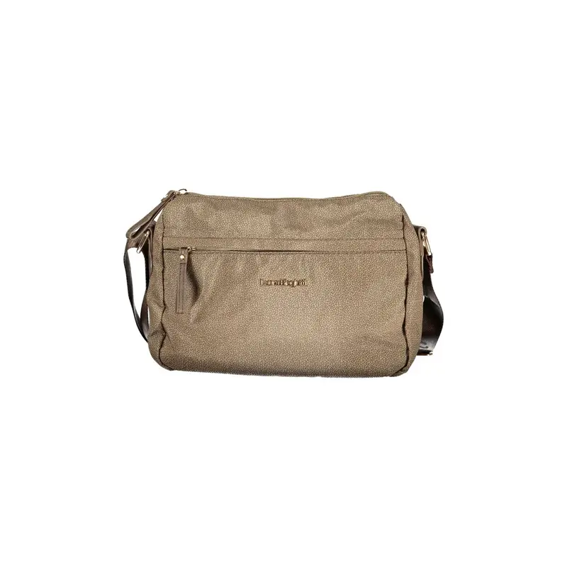 Borsa a Tracolla Donna Beige Chiusura con Zip Logo