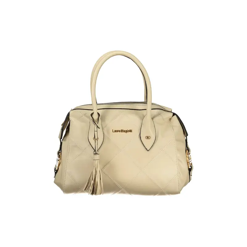 Borsa a Tracolla Donna Beige Chiusura con Zip Logo