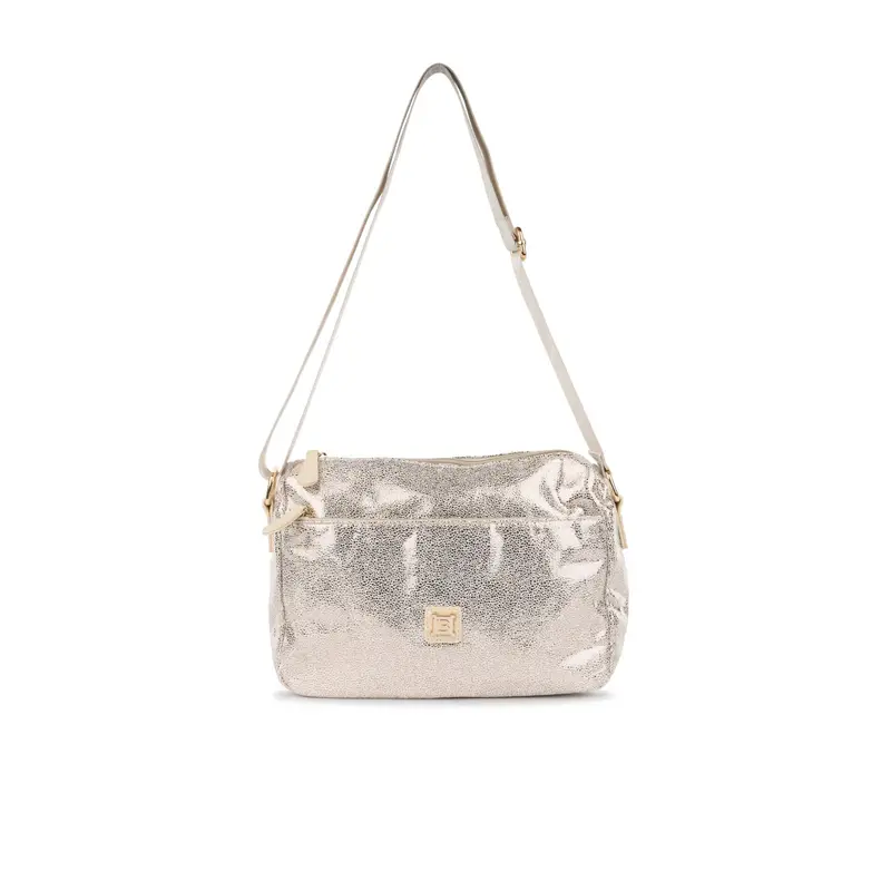 Borsa argento da donna con tracolla regolabile e zip