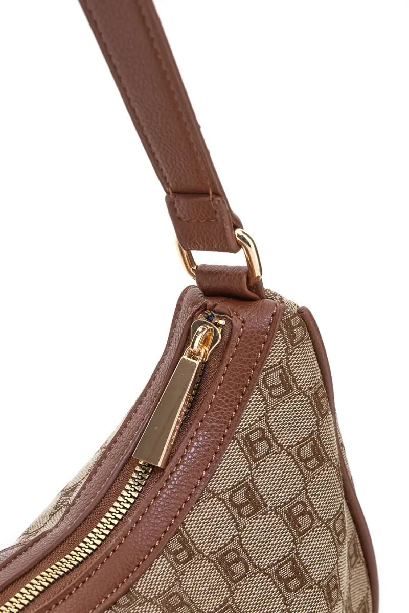 Borsa logata marrone a spalla con dettaglio logo Laura Biagiotti LB25W-255-7 [TABACCO] miniatura 3