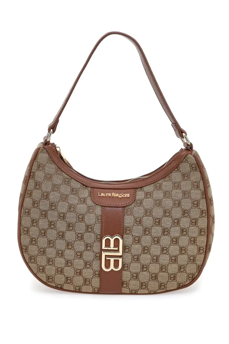 Borsa logata marrone a spalla con dettaglio logo Laura Biagiotti LB25W-255-7 [TABACCO]
