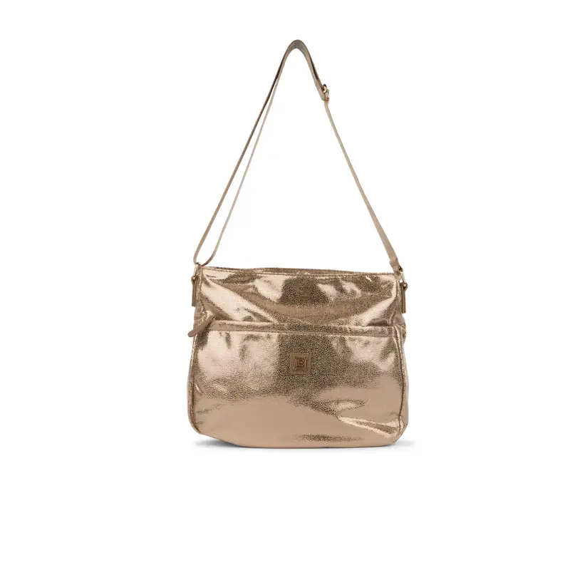 Borsa oro da donna con tracolla regolabile e tasca frontale