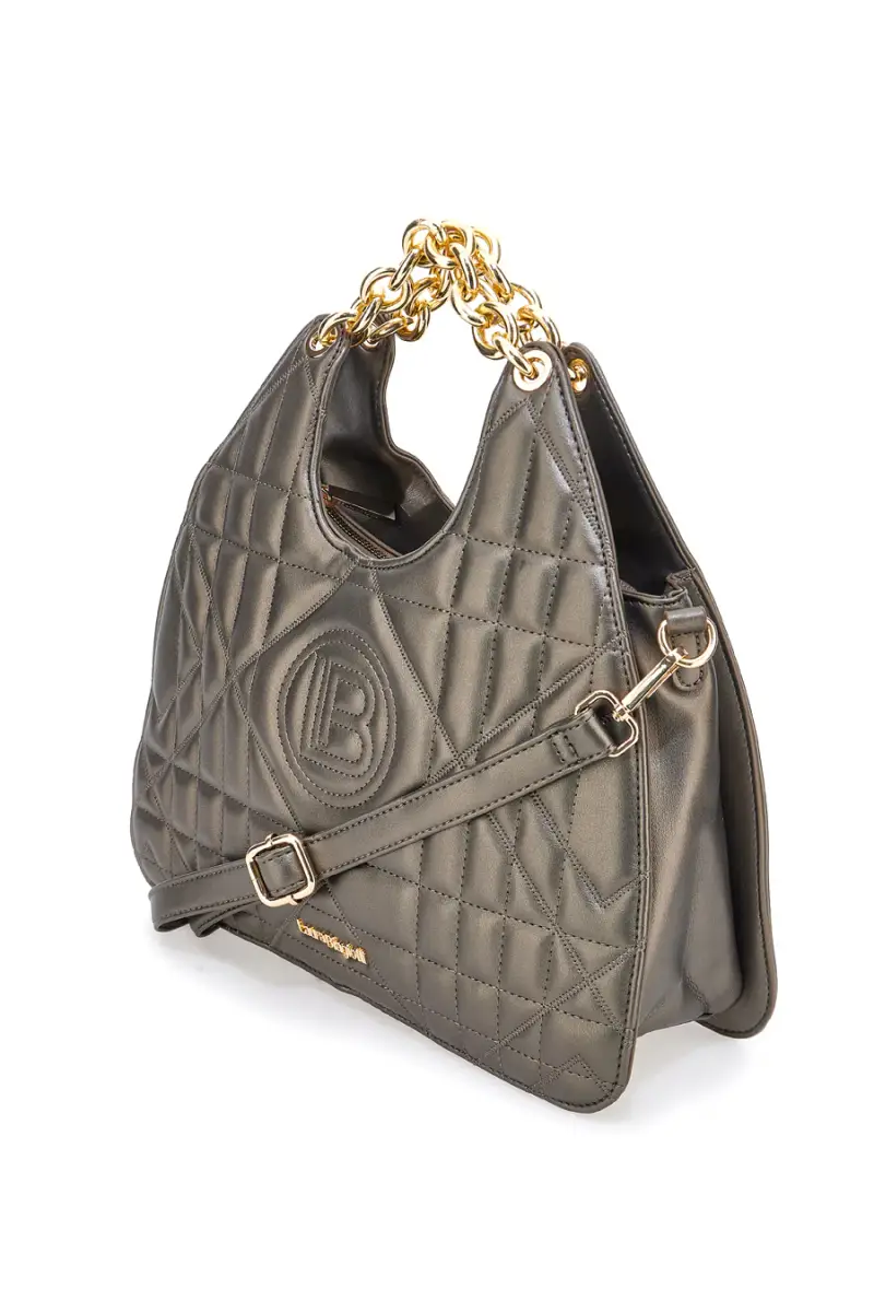 Borsa trapuntata verde oliva con manici a catena Laura Biagiotti LB25W-261-2 [METAL] miniatura 2