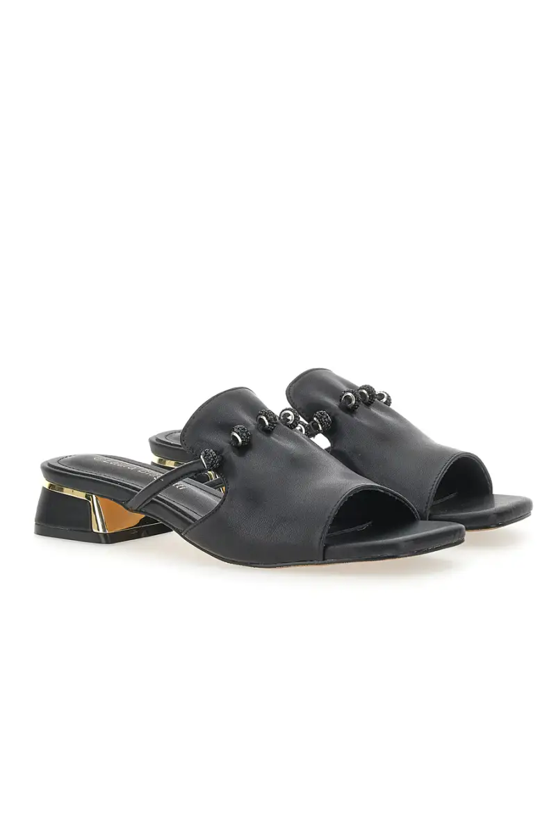 Ciabatte Nere Con Tacco Basso Laura Biagiotti 9015 [NERO]