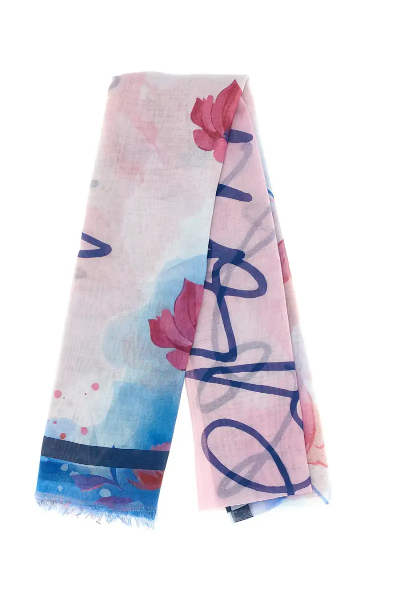 Foulard rosa con stampa floreale Laura Biagiotti 26s204-14 [BLU
