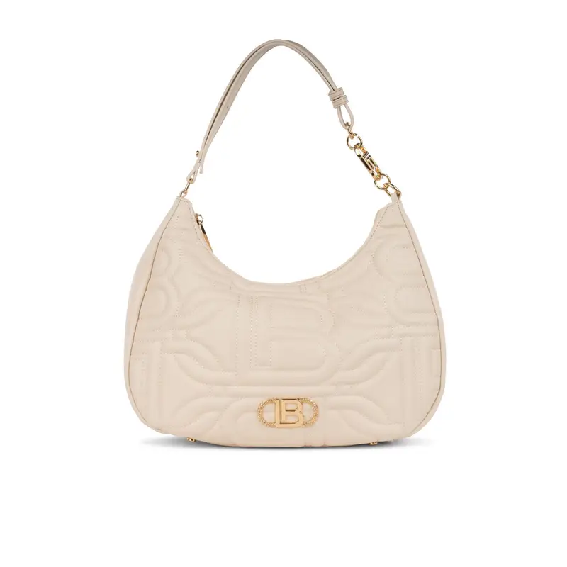 Moon bag bianca da donna effetto trapuntato con logo