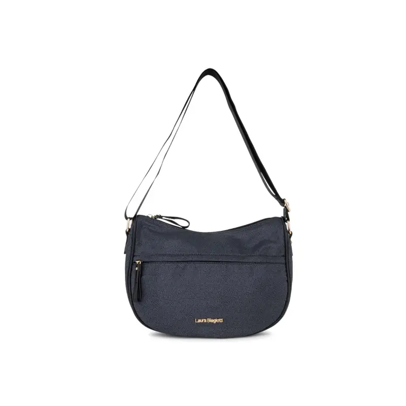 Moon bag blu da donna con tracolla e tasca frontale con zip
