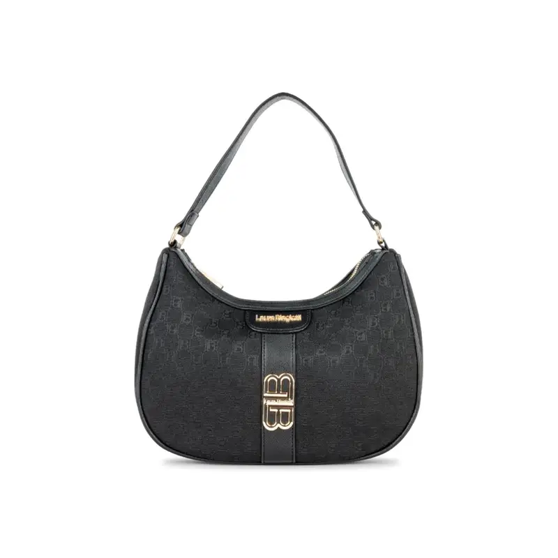 Moon bag nera da donna in fantasia multilogo