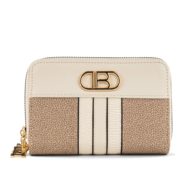 Portafoglio beige e marrone da donna con logo