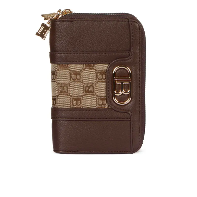 Portafoglio marrone da donna con zip
