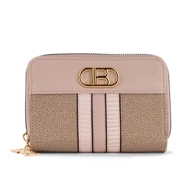 Portafoglio rosa e marrone da donna con logo