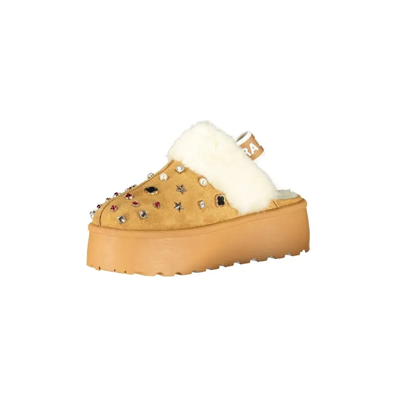 Sabot Donna Marrone Invernale con Pelo e Strass miniatura 3