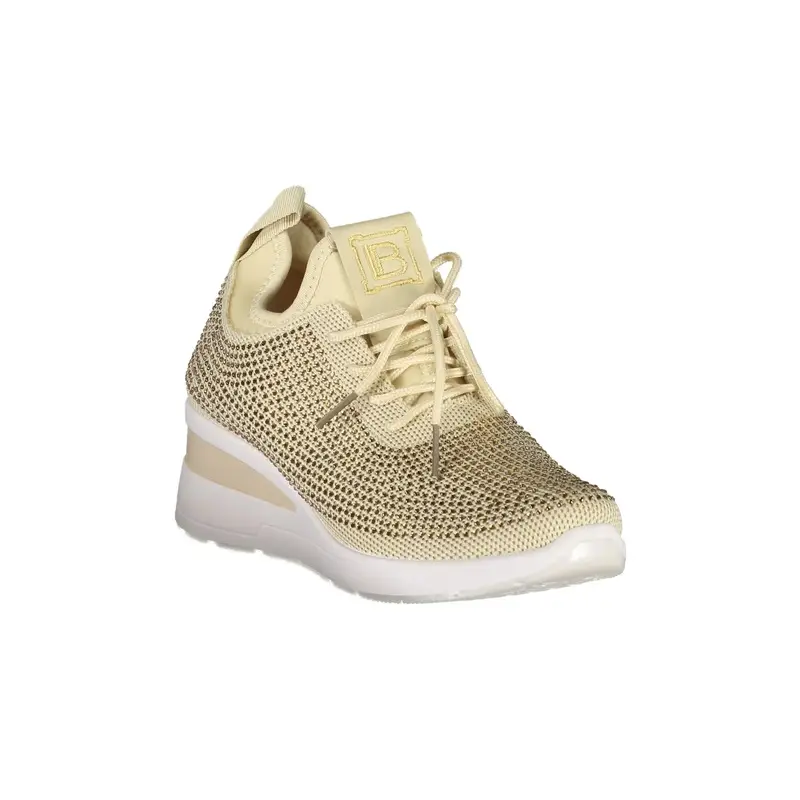 Scarpe Sneakers Donna Beige con Strass e Ricamo miniatura 2