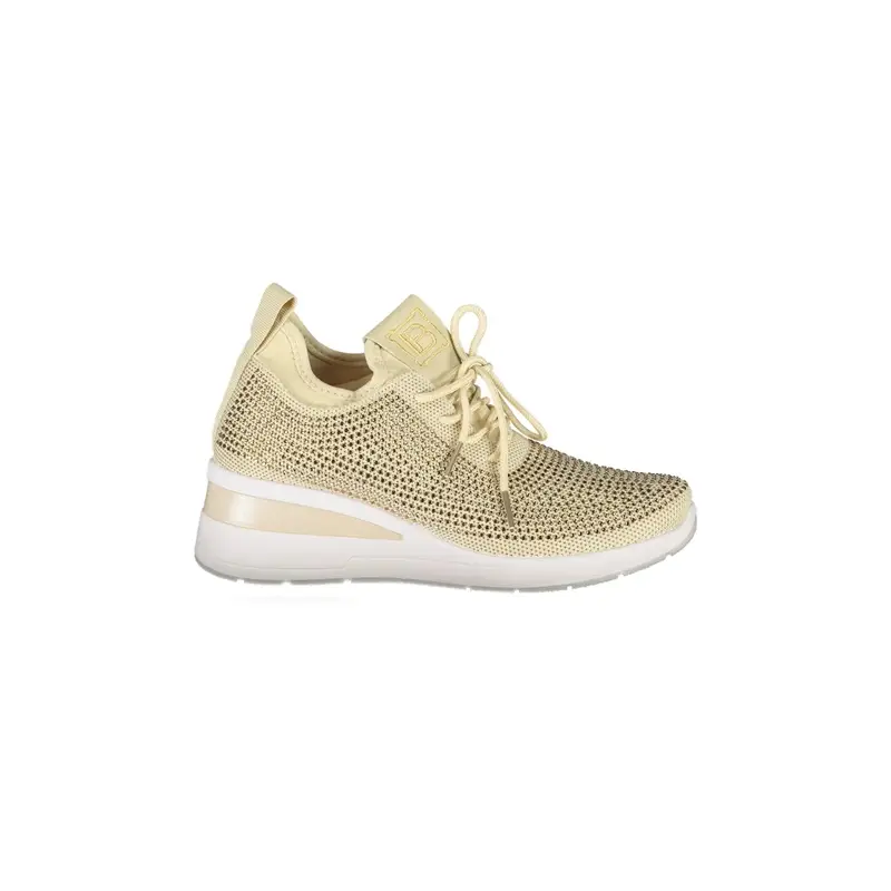Scarpe Sneakers Donna Beige con Strass e Ricamo