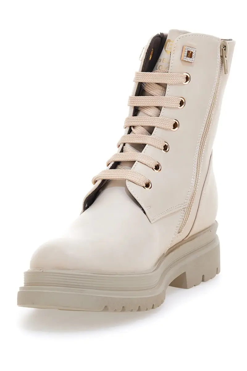 Scarponcini beige con zip laterale e strass Laura Biagiotti L97129600 [BEIGE] miniatura 4