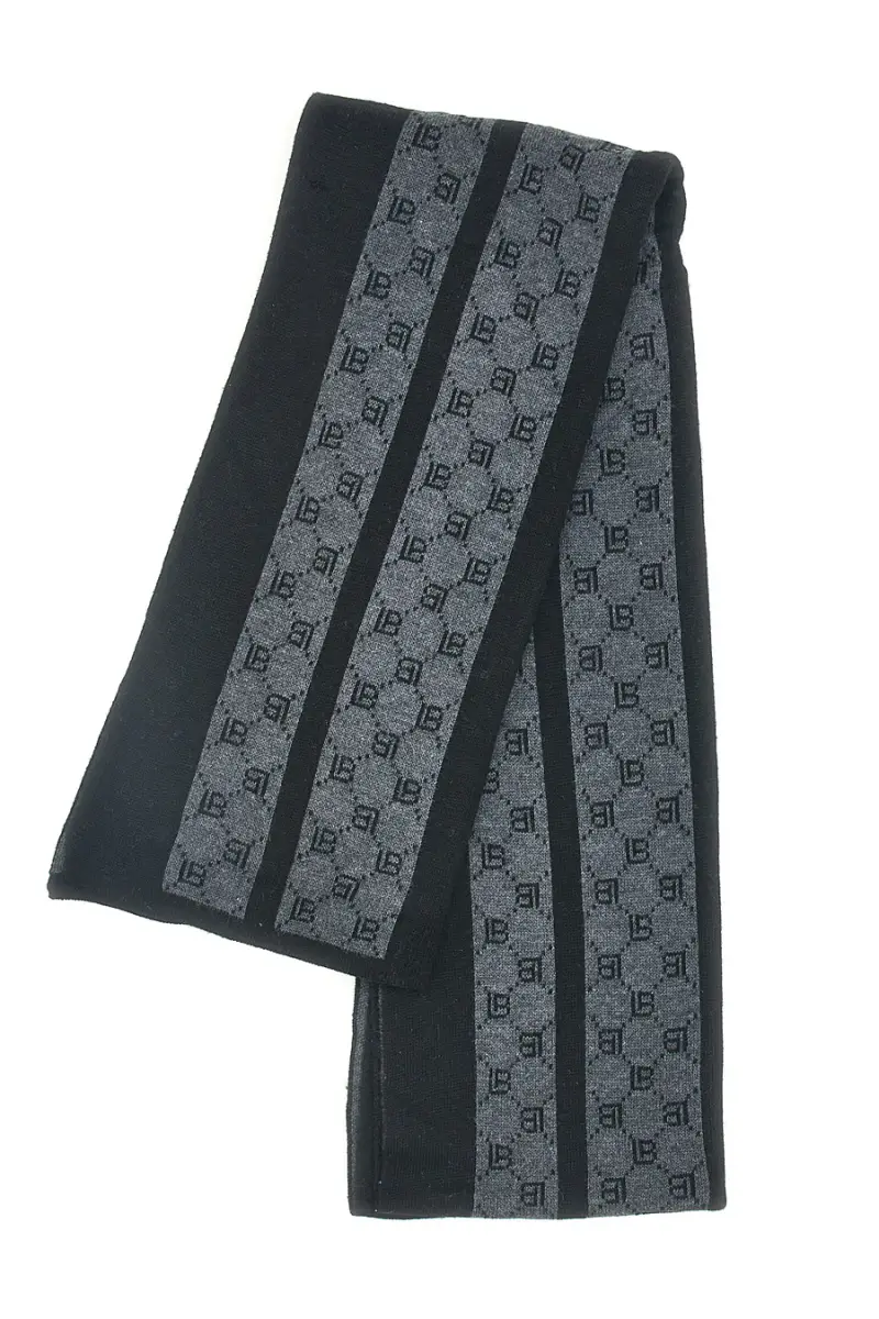 Sciarpa nera con motivo logato a righe calda Biagiotti LB25W262-20 [NERO]