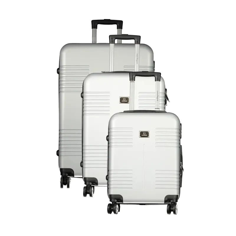 Set 3 Trolley Grandi Argento con Ruote e Chiusura a Combinazione