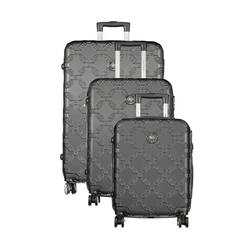 Set 3 Trolley Grandi Donna Nero con Ruote e Lucchetto