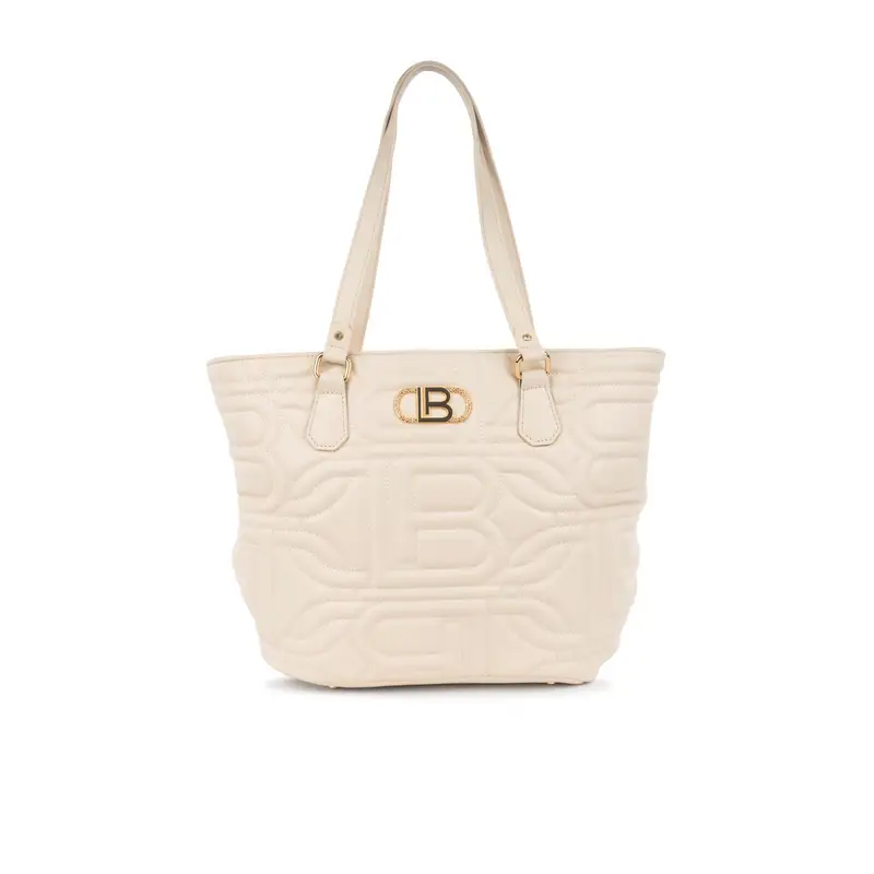 Shopper bianca da donna effetto trapuntato con logo
