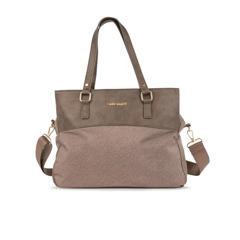 Shopper marrone da donna con tracolla removibile in tessuto