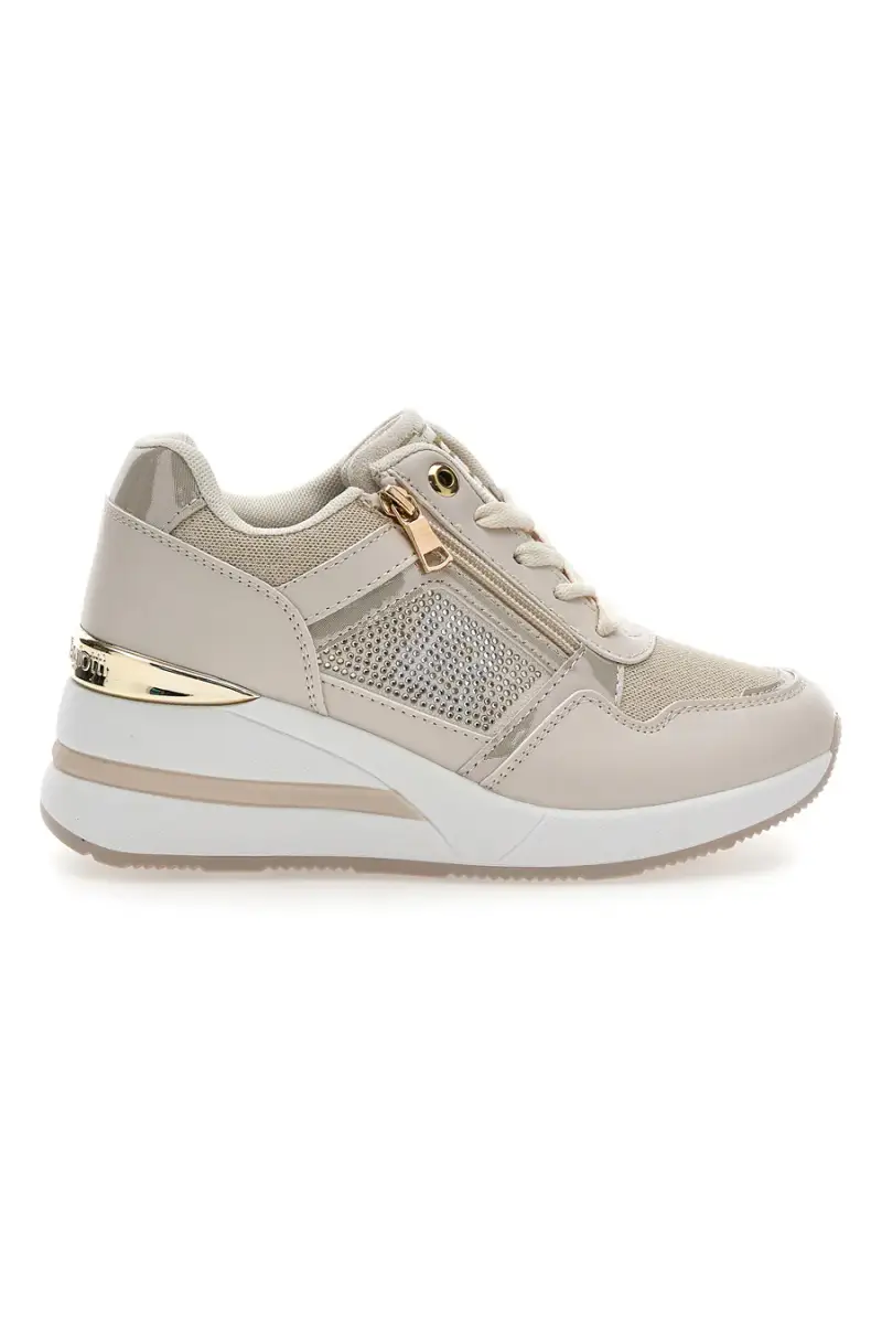 Sneaker beige con inserto dorato Laura Biagiotti 9655 [BEIGE]