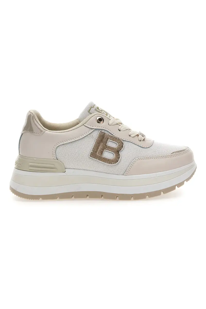 Sneakers beige con inserti glitterati Laura Biagiotti 9235 [BEIGE]