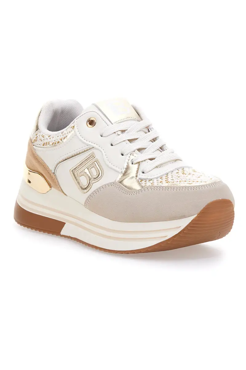 Sneakers beige con strass oro Laura Biagiotti 9640 [BEIGE] miniatura 2