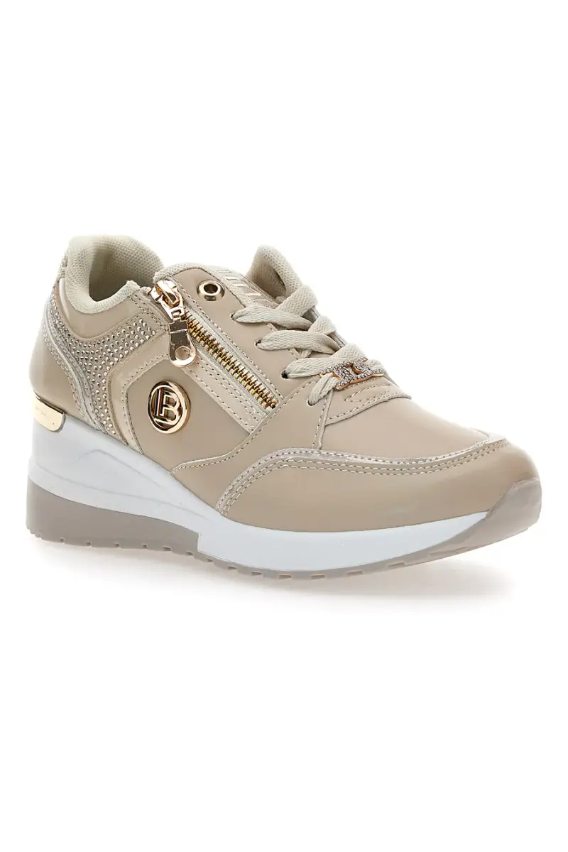 Sneakers beige con zeppa e dettagli oro Laura biagiotti 9250 [BEIGE] miniatura 2
